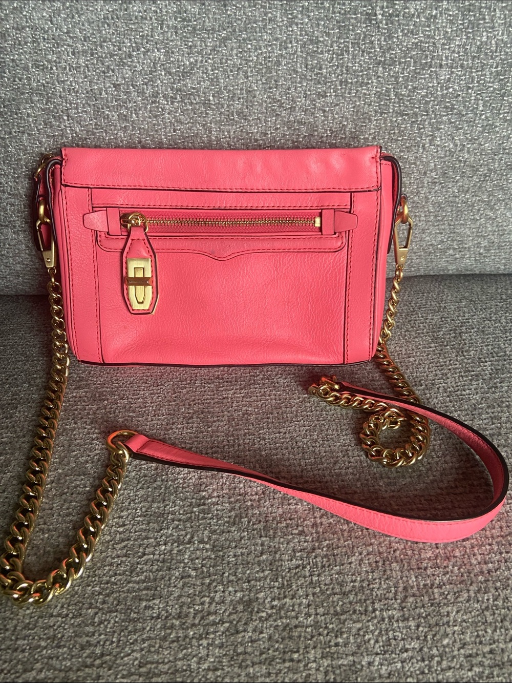 Rebecca Minkoff  Leather Crossbody Bag with Gold Chain Strap